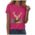 thumbnail image 5 of UngA Christmas T-Shirts for Women Funny Short Sleeve Xmas Tshirt Casual Cute Holiday Graphic Tee Tops Womens Christmas Shirts (Hot Pink,S), 5 of 6