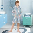 thumbnail image 5 of FORMRS Niños Bathrobe Unisex Hooded Robe Soft Plush Pajamas Sleepwear, Size 4-6T, Beige Art Pattern, 5 of 7