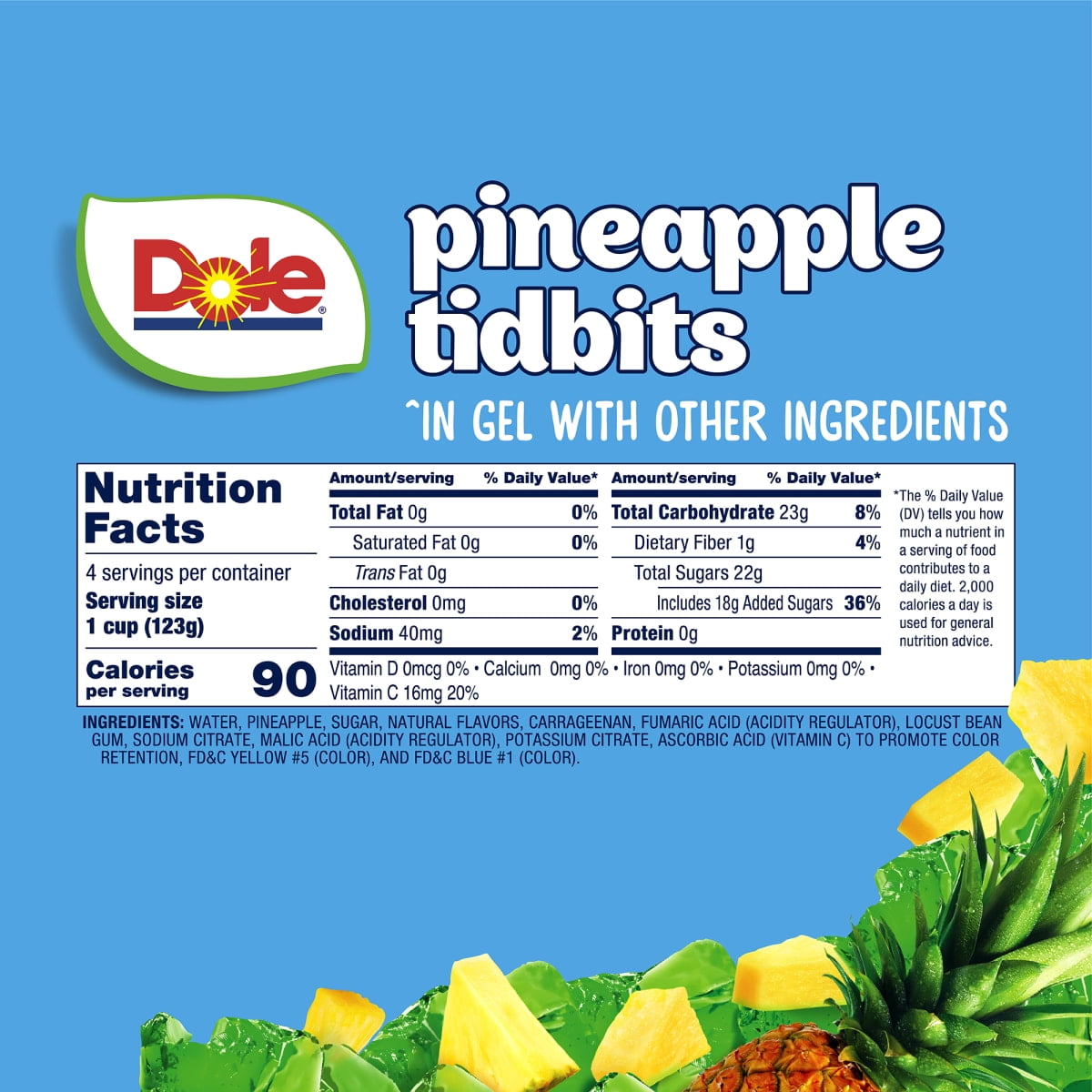 (2 pack) Dole Fruit Bowls Diced Pineapple in Lime Gel, 4.3 oz Cups (4 Pack)