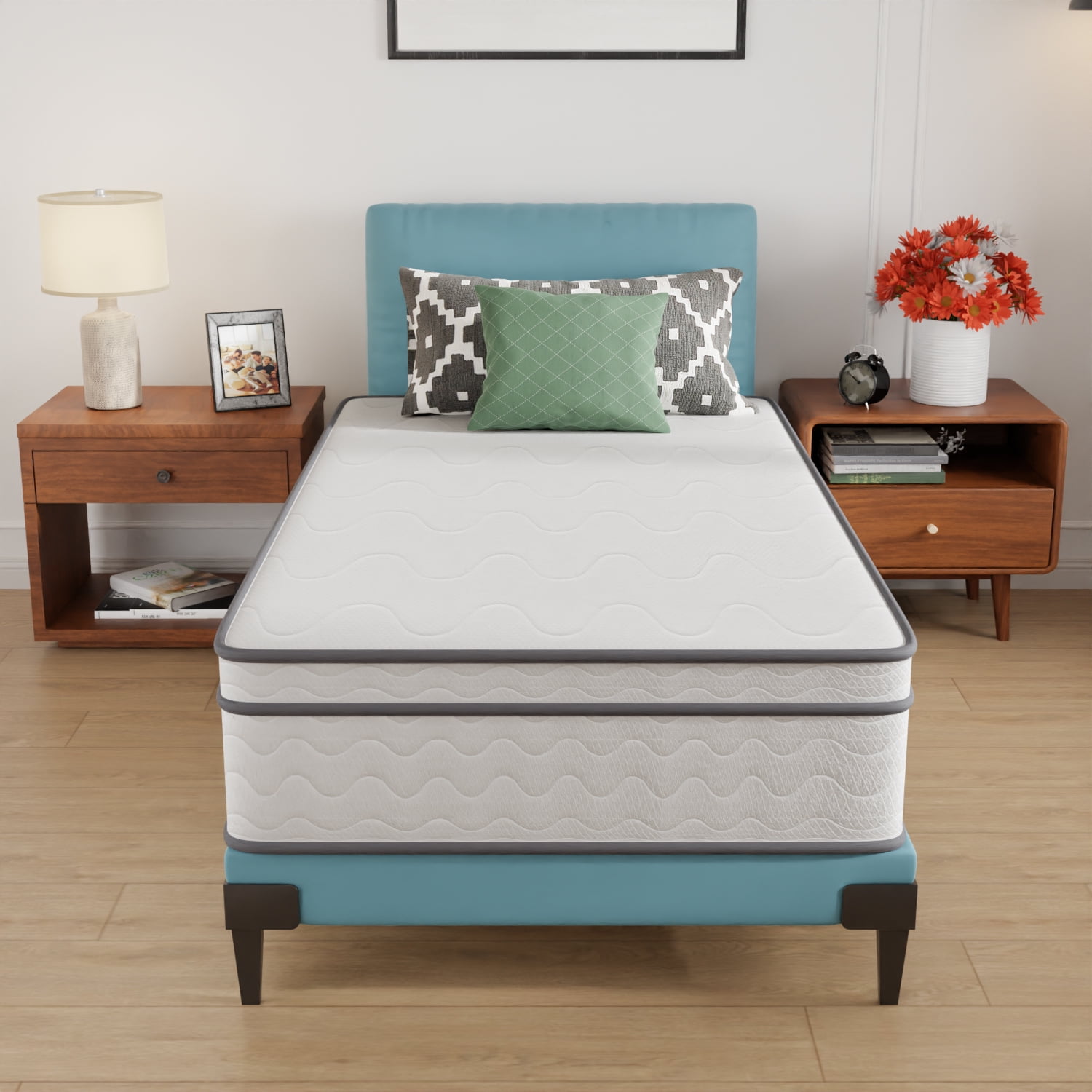 PayLessHere 12 Inch Innerspring Mattress in a Box with Bamboo Charcoal Gel Memory Foam Fiberglass Free CertiPUR-US Certified Medium Firm Spring Mattress Pressure Relief,Twin