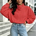 thumbnail image 4 of Yutgune Women's Cropped Polka Dots Jacket Zip up with Pockets Bomber Gingham Jacket Stand Collar Fall Workout Outerwear, 4 of 8