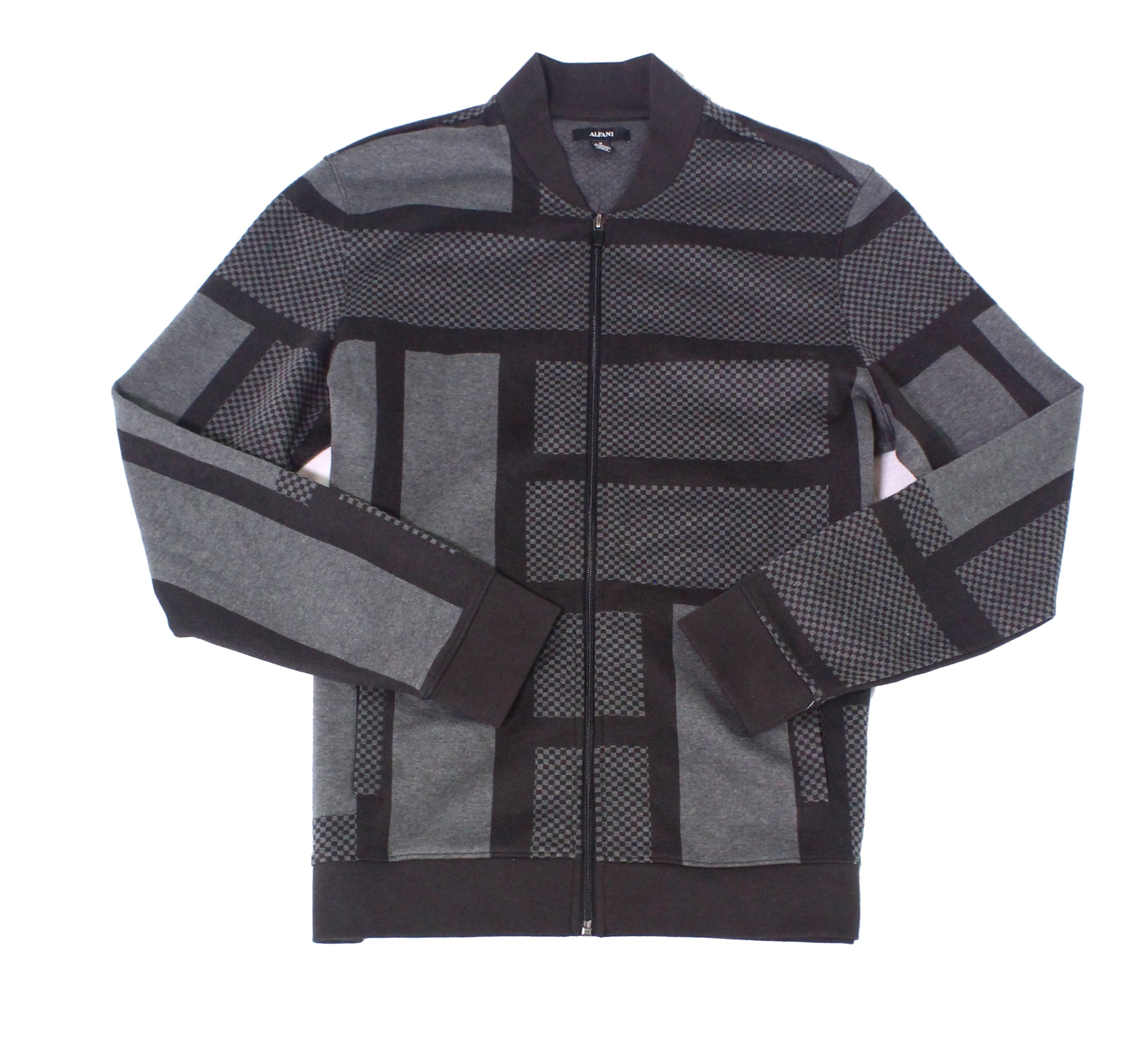 Alfani Coats & Jackets - Mens Jacket Grey Full Zip Colorblock Long ...