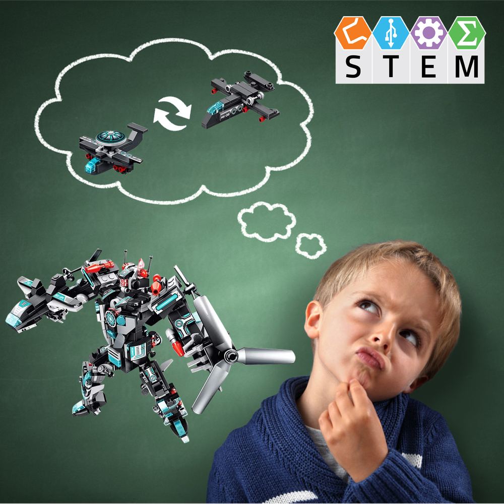 Caelan 577 PCS Gray Robot STEM Toys for 6 Year Old Kids Engineering Building Bricks Airplane Vehicles Kit - image 5 of 8