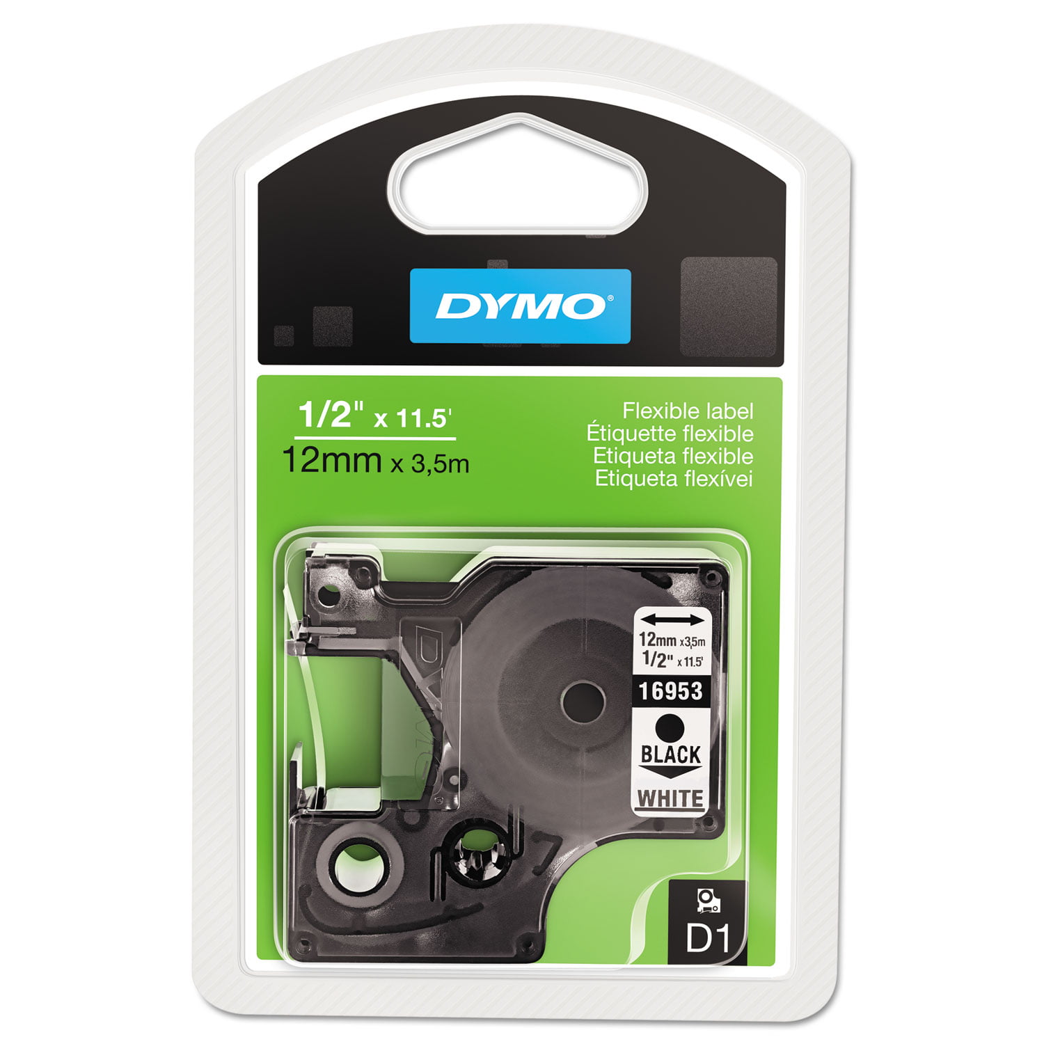 Senator sort Addition Dymo D1 Flexible Nylon Label Maker Tape, 0.5" X 11.5 Ft, Black On White -  Walmart.com