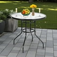 thumbnail image 6 of Tcbosik Outdoor Dining Table with Glass Top and Metal Frame, 31.5" Round Patio Table for Lawn Balcony, Yard, Dark Chocolate, 6 of 11