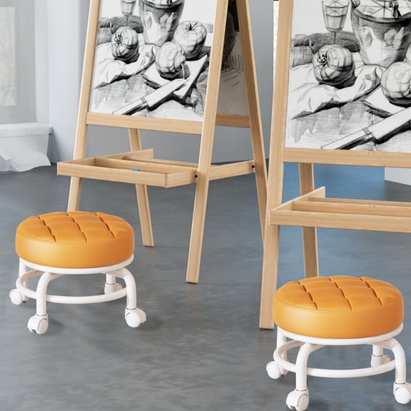 FHBVT 9.84In Rolling Low Stool 360 Degree Swivel Wheels Effortless Mobility Multifunctional Seat Ergonomic Comfort Design Space Saving Compact for Home Entrance Shoe Changing Sewing DIY Stool