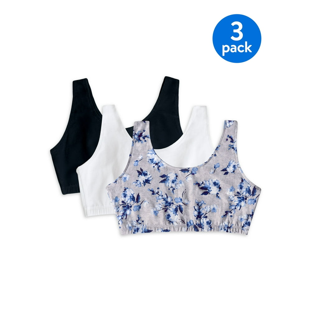 Fruit of the Loom Fruit of the Loom Women's Tank Style Cotton Sports Bra, 3Pack, Style9012