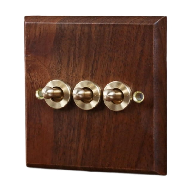 simhoa Wooden Lighting Switch Plate Premium Outlet Panel for Hotel Kitchen Room Three Levers