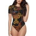 thumbnail image 2 of Goofa Embroidery Chicken Rooster Printed Women Rash Guard Short Sleeve,Tummy control Swimsuit Surfing Swimsuit Bathing Suit One Piece Swimsuit UPF 50-, 2 of 9