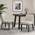thumbnail image 2 of GDF Studio Boise Contemporary Fabric Upholstered Wood Dining Chairs, Set of 2, Light Gray and Weathered Gray, 2 of 11