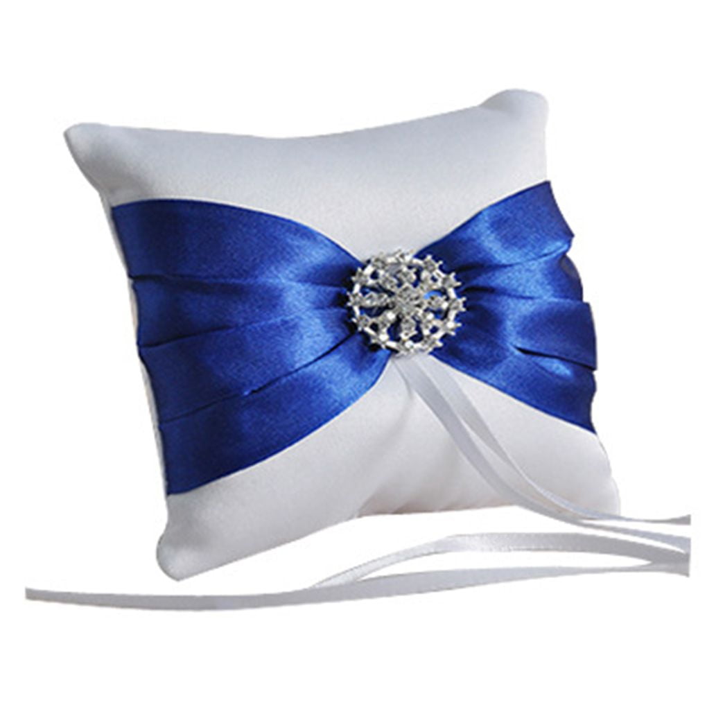 10*10cm Pocket Ring Bearer Pillow Cushion with Satin Ribbons for Bridal Wedding 