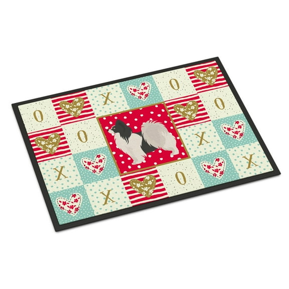 Carolines Treasures CK5872MAT Papillon 2 Love Door Mat Indoor Rug or Outdoor Welcome Mat 18x27 Doormat 27"L x 18"W