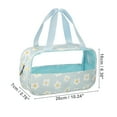 thumbnail image 3 of 1pc Women Durable Medium Makeup Bag for Vacation Camping Outdoor Activities Blue PU Leather, 3 of 4