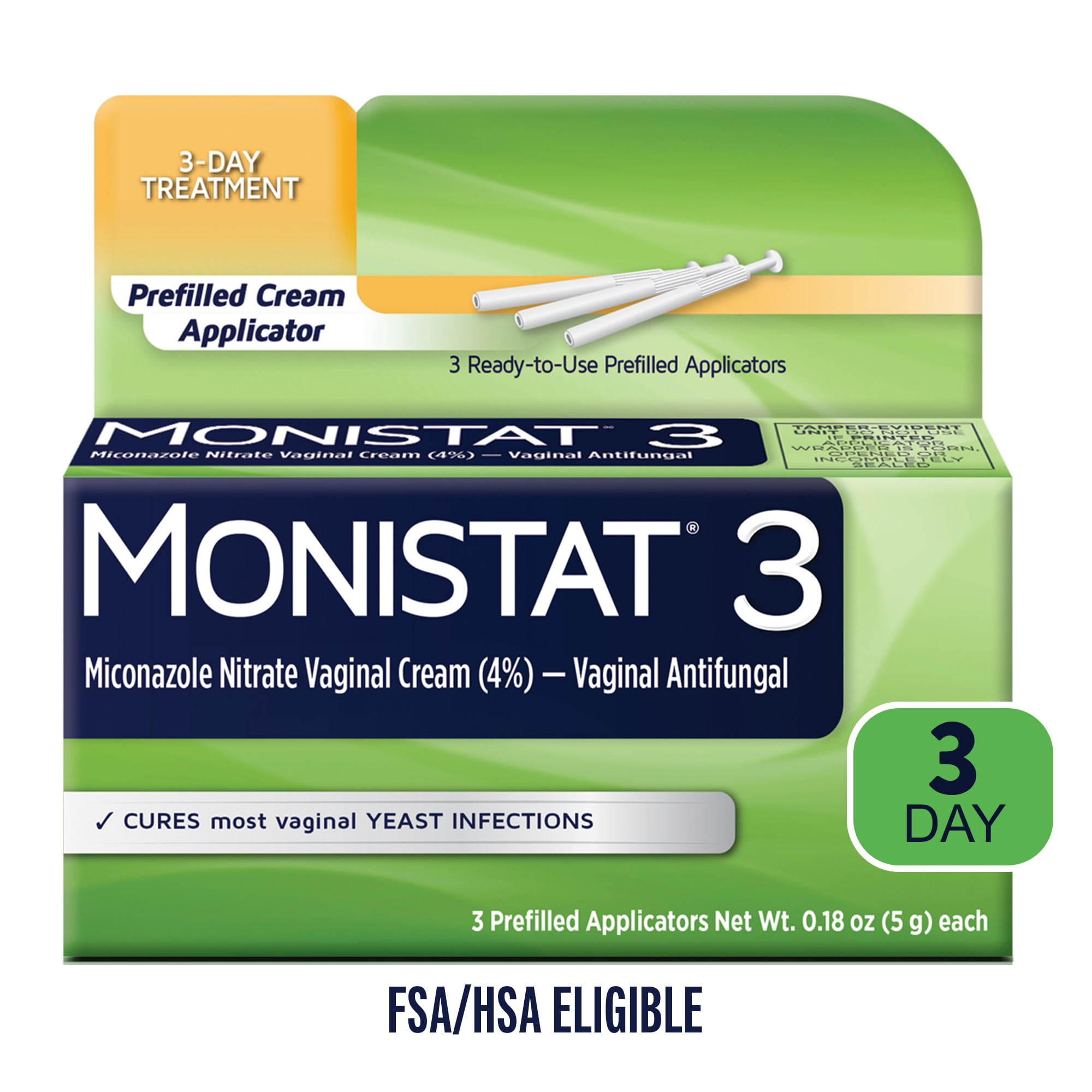 Monistat 3 Day Yeast Infection Treatment for Women, 3 Miconazole Cream Filled Applicators