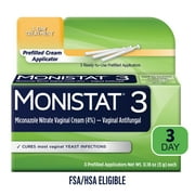 Monistat 3 Day Yeast Infection Treatment for Women, 3 Miconazole Cream Filled Applicators
