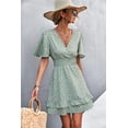 thumbnail image 2 of Femmes Dot Robe Motif V-Cou Manches Robe Casual Rue Sexy Style Robe Taille Enveloppe Robe Femmes Robe d'Été, 2 of 7