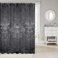 thumbnail image 2 of Adults Black Damask Bath Curtain Antique Victorian Baroque Fabric Shower Curtain 72" Wx84 L,Vintage Floral Exotic Sugar Skull Bathroom Decor,Gothic Bone Skeleton Bohemian Decor,Grey, 2 of 6