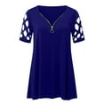 thumbnail image 5 of Plus Size Summer Clothes for Women Fashion Round Neck Short Sleeved Printed T Shirt Top Fitted Long Sleeve Shirt Long Sleeve Women Tees Athletic Shirts Tight Fit 2x Dressy Shirts Blue M, 5 of 5