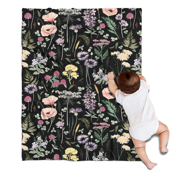 Pioneer Flower Floral Print Pattern Blanket,Comfortable Soft Flannel Throw Blanket,All Season,Warm Lightweight Blankets for Sofa Bed Couch Living Room Chair,30"x40"