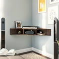 thumbnail image 2 of BELLEZE Modern Floating Wall Mounted Corner Shelf, 47" TV Console With Three Shelves And A Cable Cutout, Space Saving Decorative Media Corner Storage - Russel (Espresso), 2 of 7