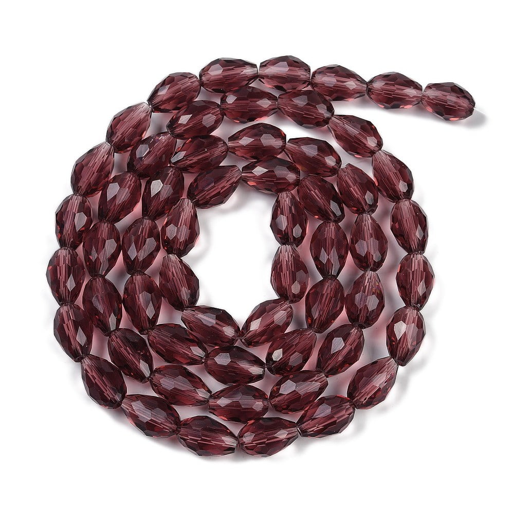 Transparent Glass Beads Strands Faceted Teardrop Indian Red 15x10mm Hole: 1.6mm about 46~48pcs/strand 27.95 inch(71cm)