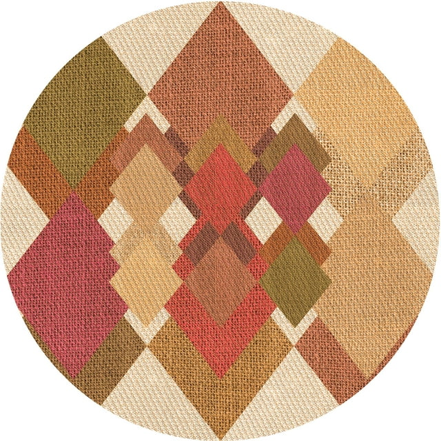 Ahgly Tapis Rond Lavable en Machine Intérieur Rouge Pamplemousse Transitionnel, 3 Pieds Rond