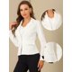 thumbnail image 2 of INSPIRE CHIC Chaqueta de mezclilla lavada de manga larga con botones y solapa con muesca para mujer Azul clásico XL, 2 of 4
