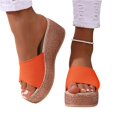 thumbnail image 4 of Wensltd Wedge Sandals for Women Wide Width Casual Round Toe Open Toe Breathable Comfortable Summer Sandals Orange, 4 of 9