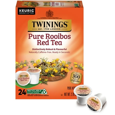 Twinings Herbal Tea, Pure Rooibos Red Tea K-Cup Portion Pack for Keurig K-Cup Brewers, 24 Count