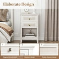thumbnail image 6 of Royalcraft Farmhouse Nightstand, Boho Bedside Table with 2 Rattan Decor Drawers, Accent End Table with Open Storage Shelf, Wood Bedside Unit for Bedroom, Living Room, Home Office, Grayish White, 6 of 7