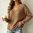 thumbnail image 6 of Edvintorg Cardigan Sweaters for Women Long Sleeve V Neck Loose Casual Knit Pullover Top Women's Clothing S-XL Khaki, 6 of 9