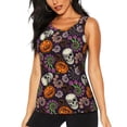 thumbnail image 1 of Fotbe Halloween With Skull Blusas Sin Mangas para Mujer – Estilo Casual, Corte Suelto, Slim-Fit, Cuello Redondo Deportivo, Tops de Verano para Gimnasio y Yoga-Large, 1 of 7