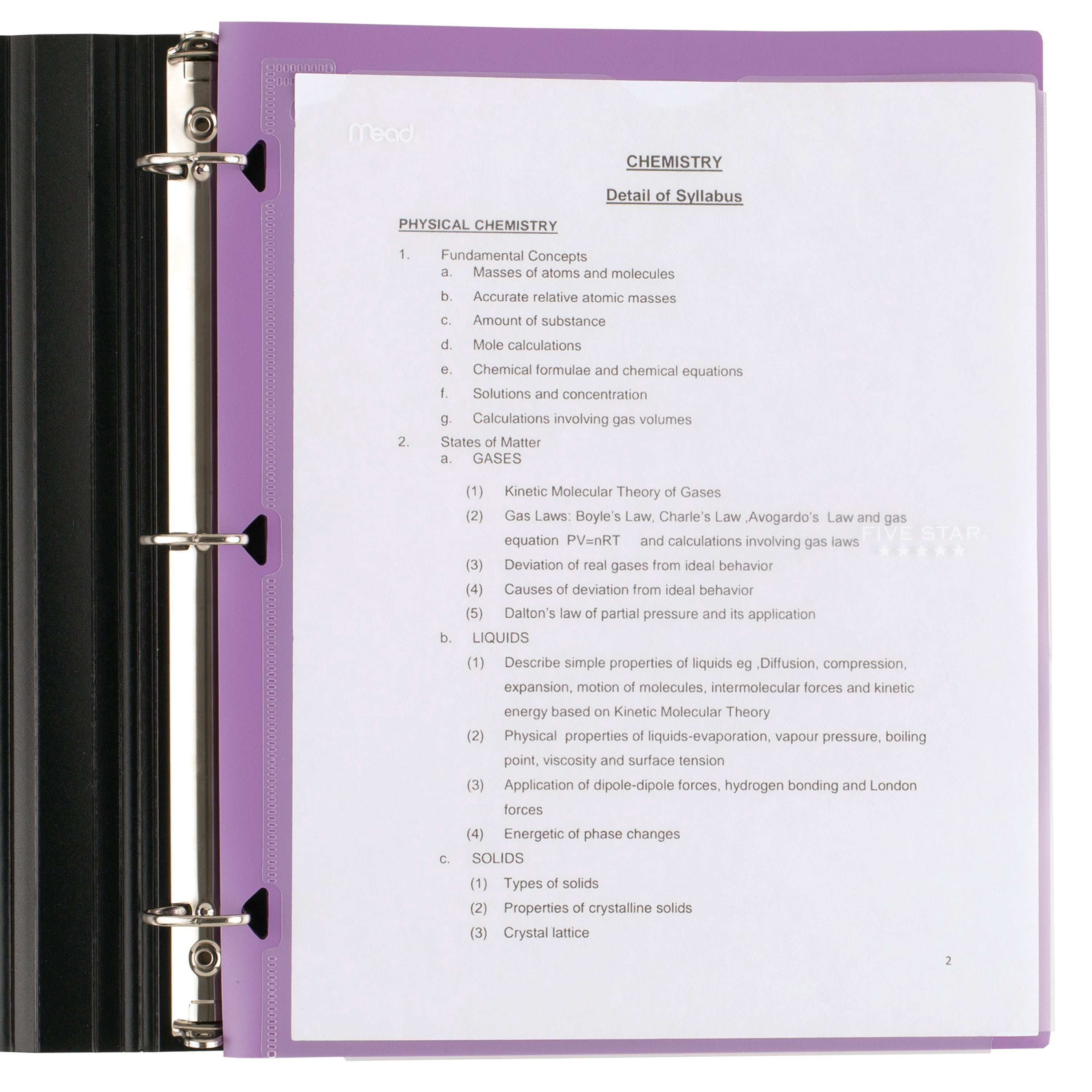 Five Star Clearview 2 Pocket Portfolio Purple