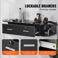 thumbnail image 5 of KFFKFF Wall-Mounted Salon Workstation, Equipped with 5 Holders for Hair Dryers, Includes 2 Drawers (One with Lock), Ideal for SPA, Barber Shops, Home & Bathroom Use, in Sleek Black, 5 of 9