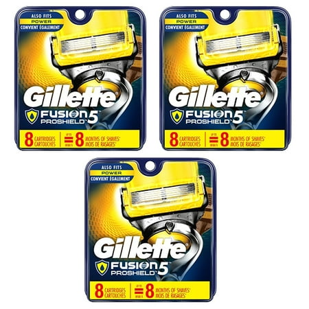 Gillette Fusion Proshield Cartridges, 8 Ct (Pack of 3) + Makeup Blender Stick, 12 Pcs