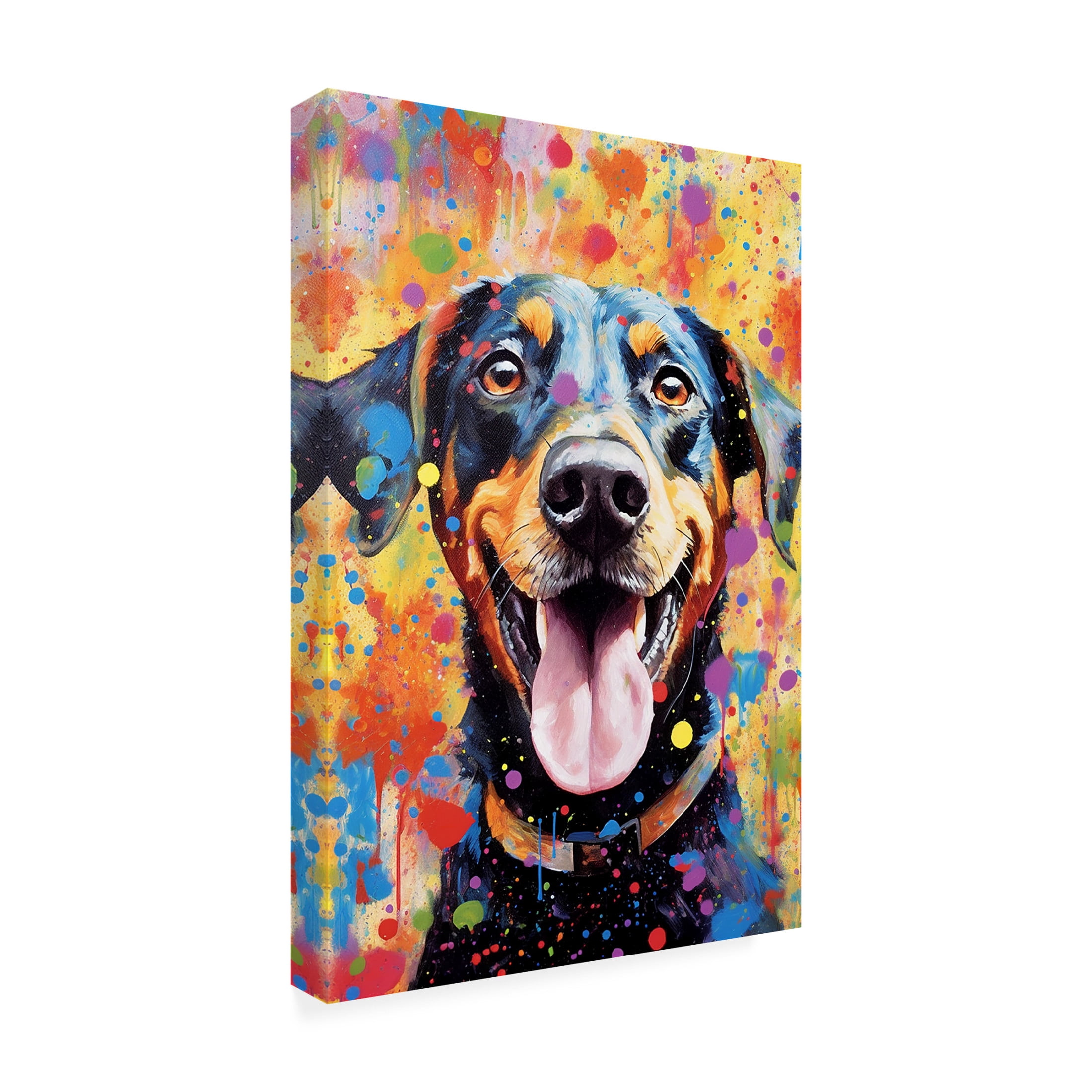Canvas Wall Art - Ray Heere 'Happy Dog 13' Wall Art for Living Room, Bedroom, or Office Décor by Trademark Fine Art - 22 x 32 Inches
