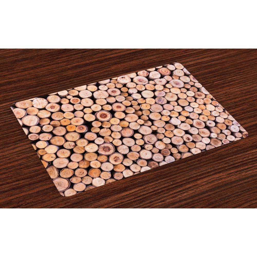 Rustic Placemats Set of 4 Mass of Wood Logs Forest Tree Ecology