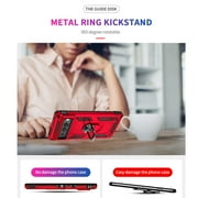 TJS for Google Pixel 7 Pro Case, Impact Resistant Metal Ring Magnetic Support Kickstand Drop Protector Phone Cover (Red)