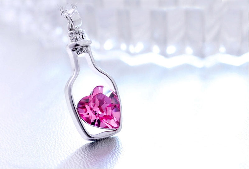 TOPOB Women Fashion Popular Pink Crystal Necklace Love Drift Bottles Pendant Necklace Jewelry Gift TOPOB Women Fashion Popular Pink Crystal Necklace Love Drift Bottles Pendant Necklace Jewelry Gift