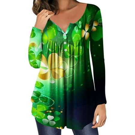 

St Patricks Day Maternity Tops Clearance Plus Size St Patricks Day Shirt Women Womens Tops Casual Shamrock Glasses Shirt