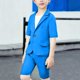 thumbnail image 4 of Odeerbi Niños Vestido Formal Traje Manga Corta Muesca Solapa Blazer Chaqueta + Elástico de La Cintura Traje Pantalones Cortos Trajes de Verano Conjunto, 4 of 6