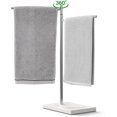 thumbnail image 1 of Luxspire Marble Hand Towel Racks, Countertop Free Standing Hand Towel Holder, Natural Marble Base Stainless Steel Rotatable Hand Towel Stand for Bathroom Kitchen Counter, 17 inch, F-Shape, 1 of 7