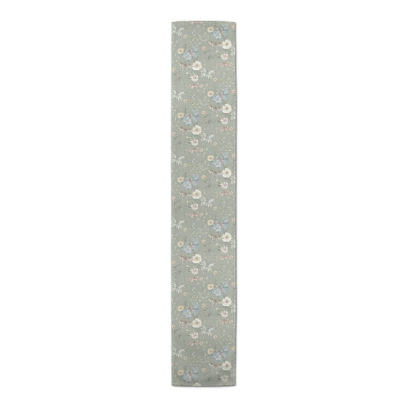 Creative Products Butterflies On Green 16 x 90 Cotton Twill Table Runner