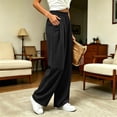thumbnail image 5 of Seffadzy Women's Solid Color Pleated Front Sweatpants with Double Pockets Elastic Waist Casual Lounge Joggers for Daily Wear, 5 of 7