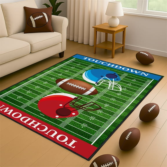 Football Rug Non-Slip 3x5 ft,Football Court Area Rugs with Cool Print for Bedroom Game Room Decor
