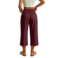 thumbnail image 5 of Posijego Women's Capri Pants Drawstring Elastic Waist Wide Leg Capris Summer Casual Cropped Loose Pants with Pockets S-3XL, 5 of 8