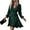 Dark Green, variant on Women's New Leopard Print V Neck Long Sleeve Belted Ruffle Hem A Line Mini Dress, Elegant Casual Party Cocktail Daily Wear