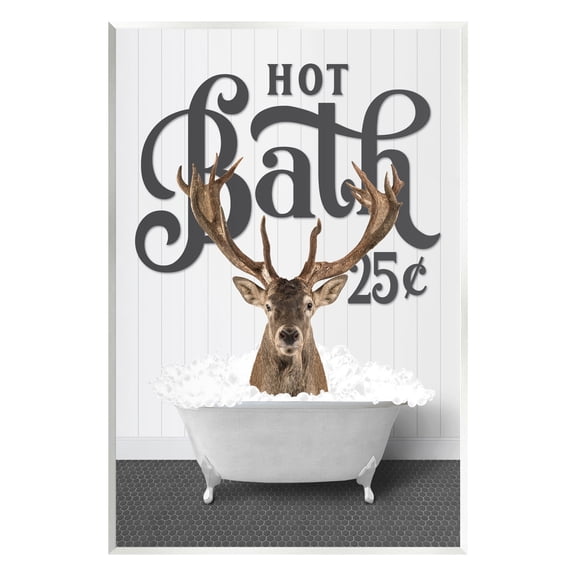Stupell Industries Vintage Hot Bath Deer Animals & Insects Painting Unframed Art Print Wall Art, 10 x 15