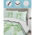 thumbnail image 3 of Twin XL Quilt Bedding Set, Green Bow Reversible Summer Quilt 3 Pieces, Cute Bowknot Minimalist Solid Color Lightweight Bedspreads Coverlets with 2 Pillow Shams for All Seasons, 3 of 5