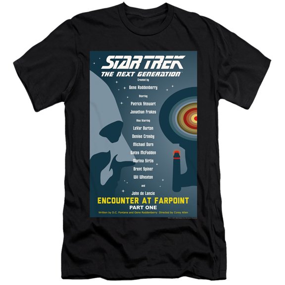 Star Trek Tng Season 1 Episode 1 Premium Canvas Adult Slim Fit 30/1 T-Shirt Black